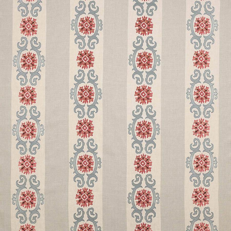 Colefax and Fowler Fabric Theodore Tomato Blue
