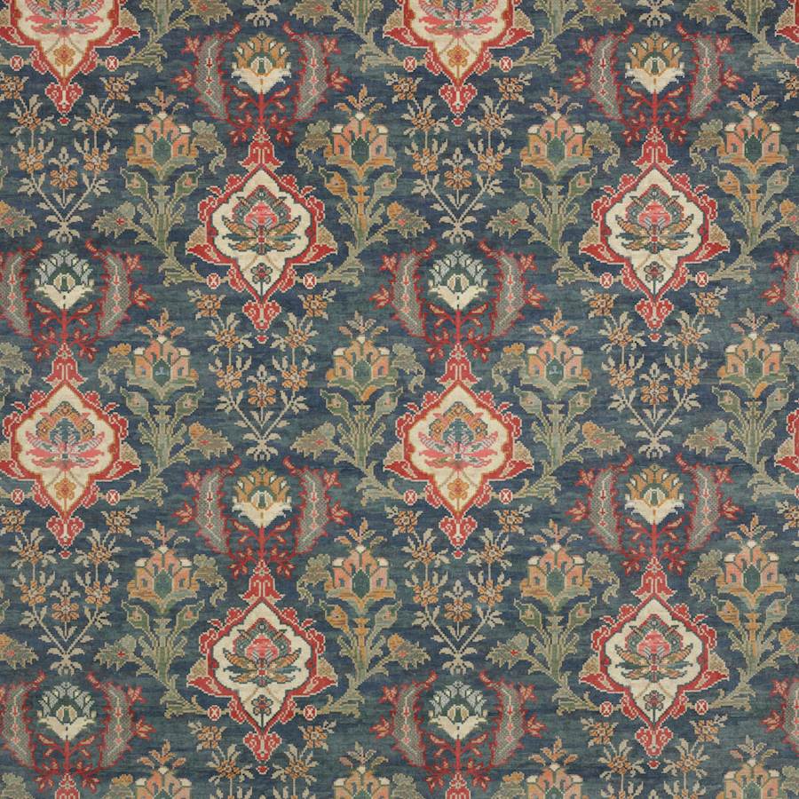 Colefax and Fowler Floriana Velvet Navy -kangas