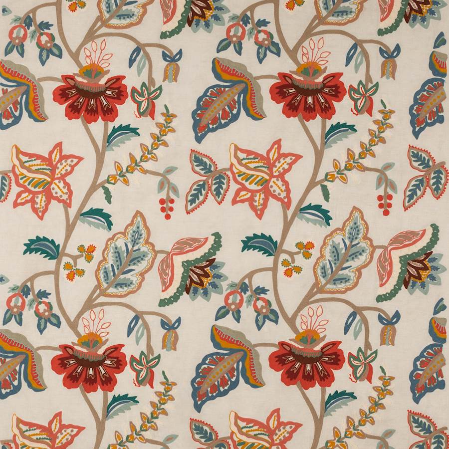 Colefax and Fowler Stoff Somerton Tomato Blue