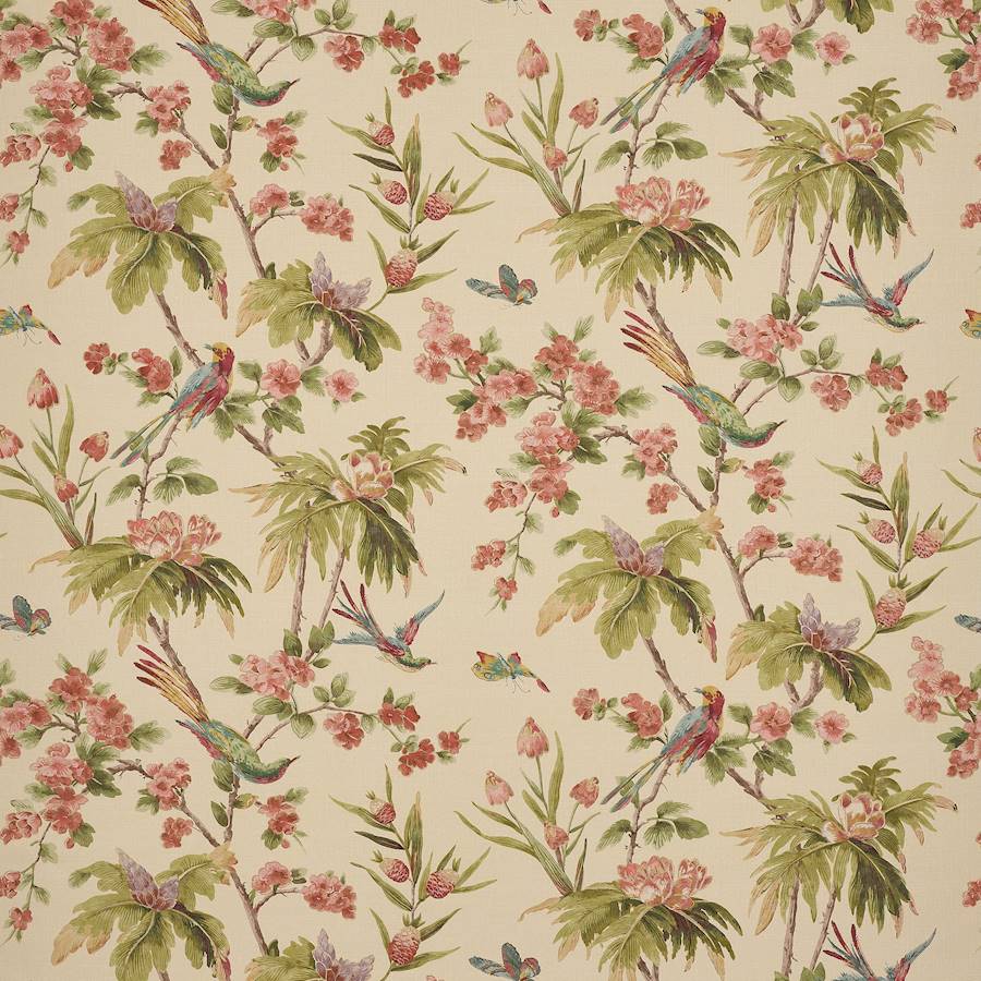 Palm Blossom Tomato/Olive — Colefax & Fowler stof