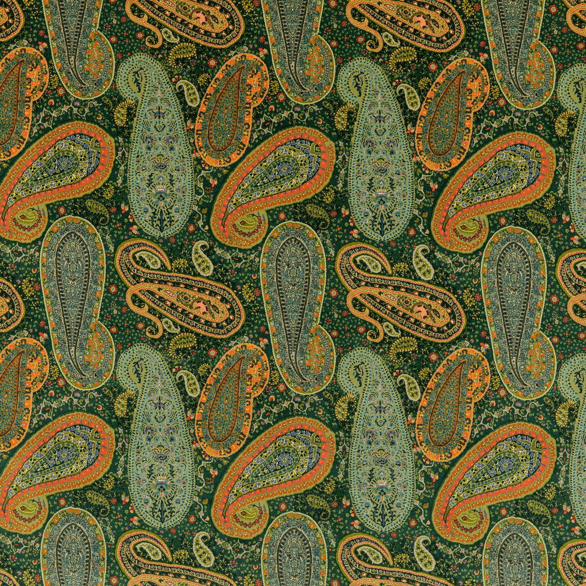 Peregrine Paisley Velvet H Emerald Stoff
