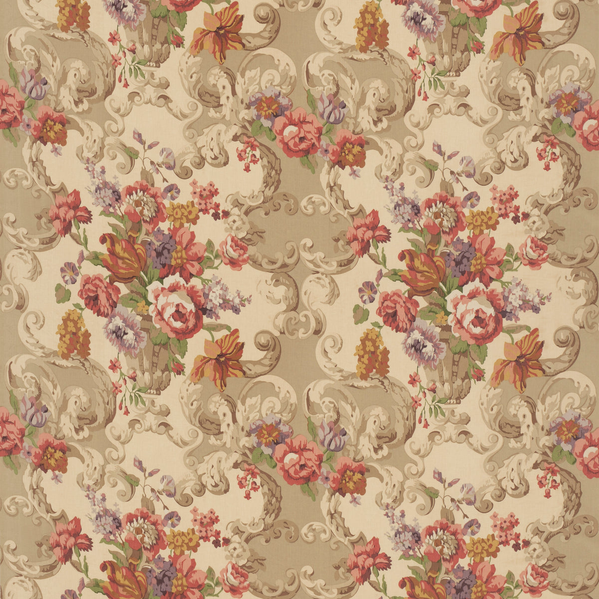 Floral Rococo H Red/Plum -kangas