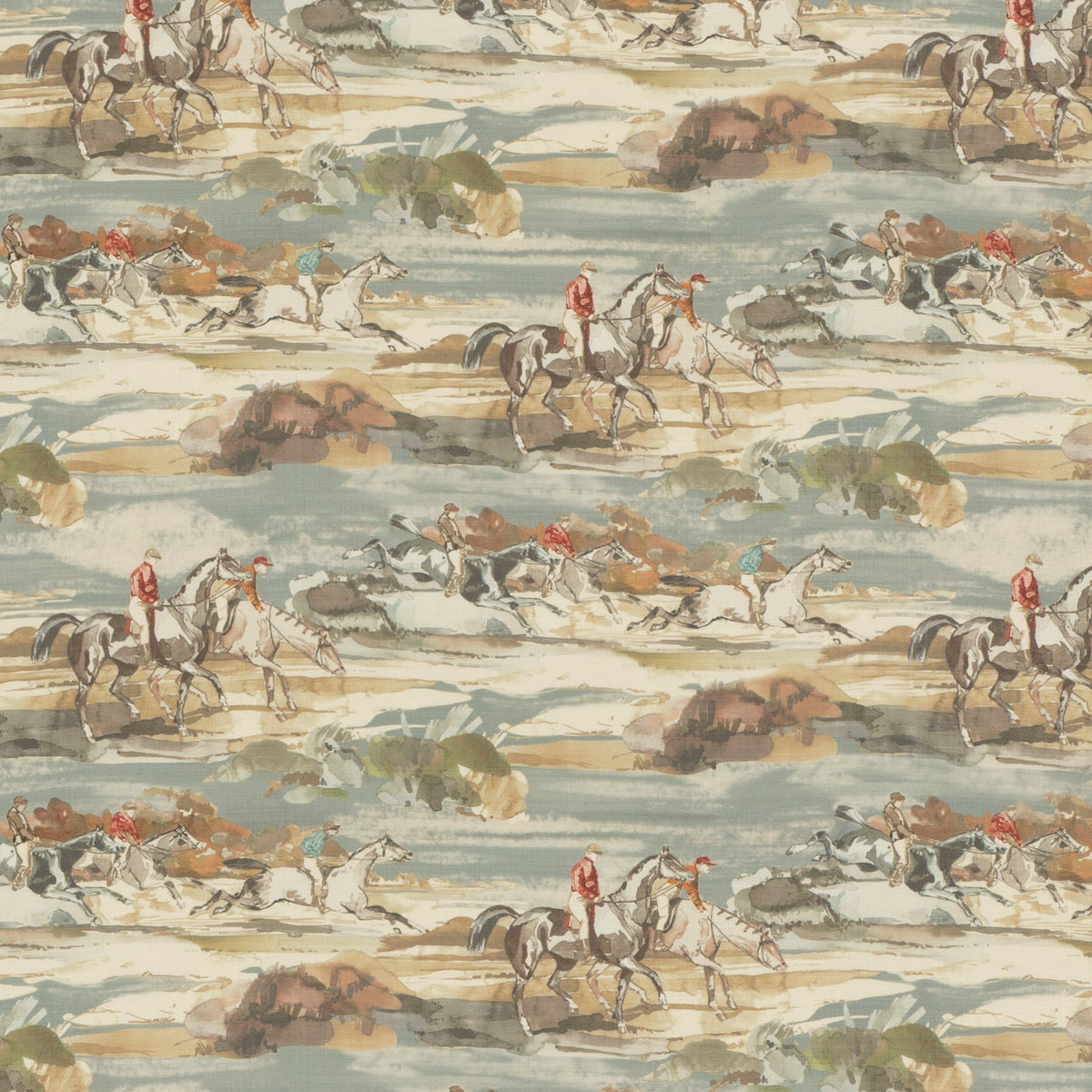 Morning Gallop Linen a Blue/Sand stof