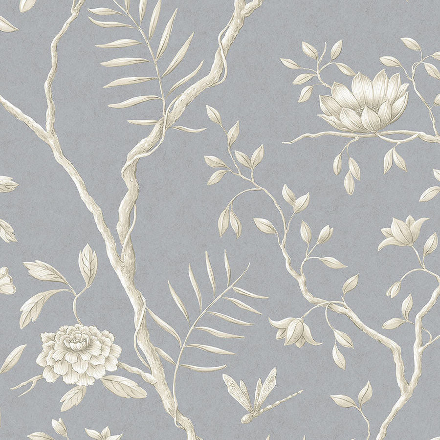 Jasper Peony Wallpaper — Lewis & Wood Metallic Silverstone