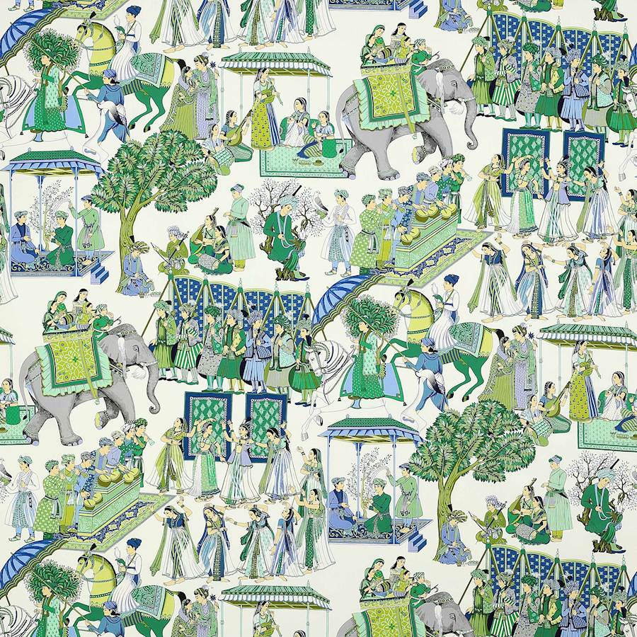 Manuel Canovas Stoff Kalinda Bleu de Prusse