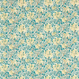 Morris and Co Stoff Honeysuckle — Outdoor Performance Teal Soft Lemon