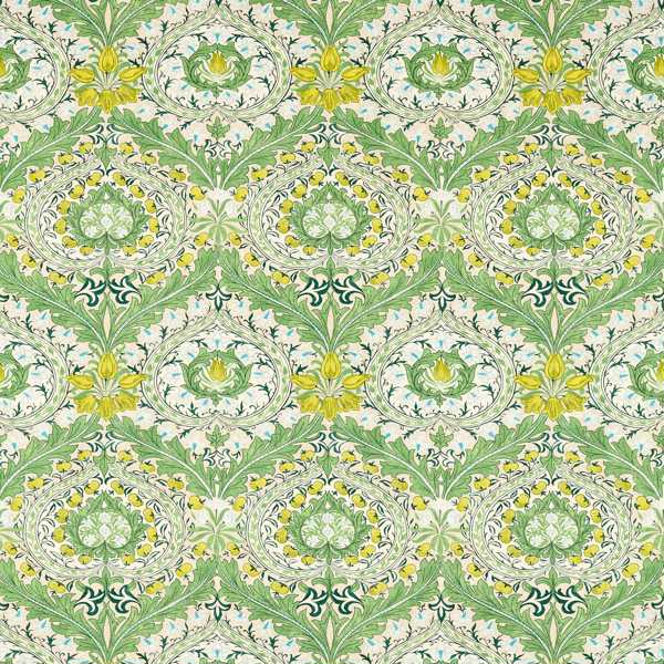 Merton Leaf Green Sky — Morris & Co Stoffmuster