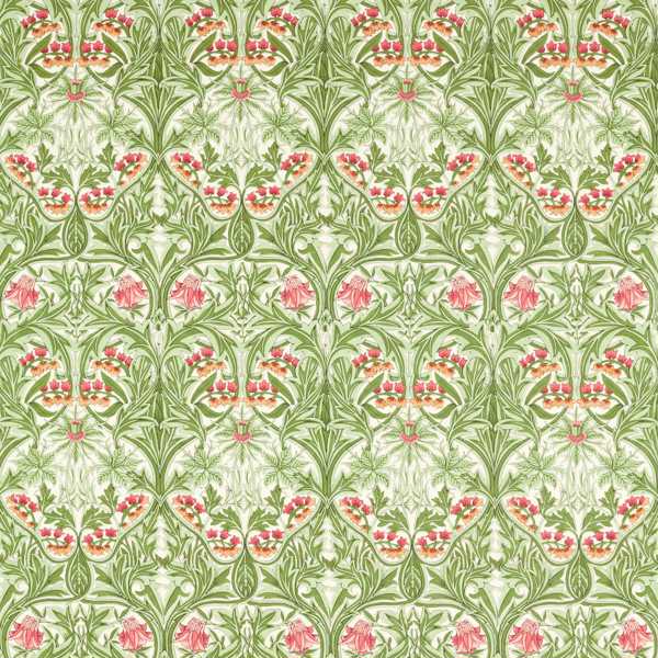 Morris and Co Tyg Bluebell — Emery Walker`s House Fabric Collection Leaf Green Sweet Briar