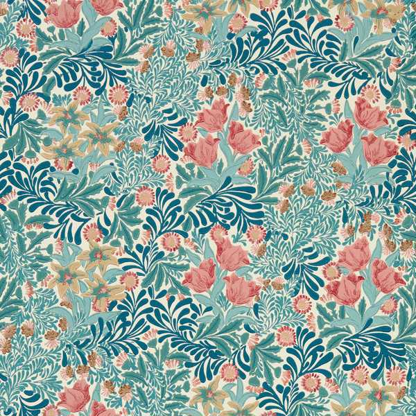 Morris and Co Behang Bower Wallpaper Indigo Barbed Berry