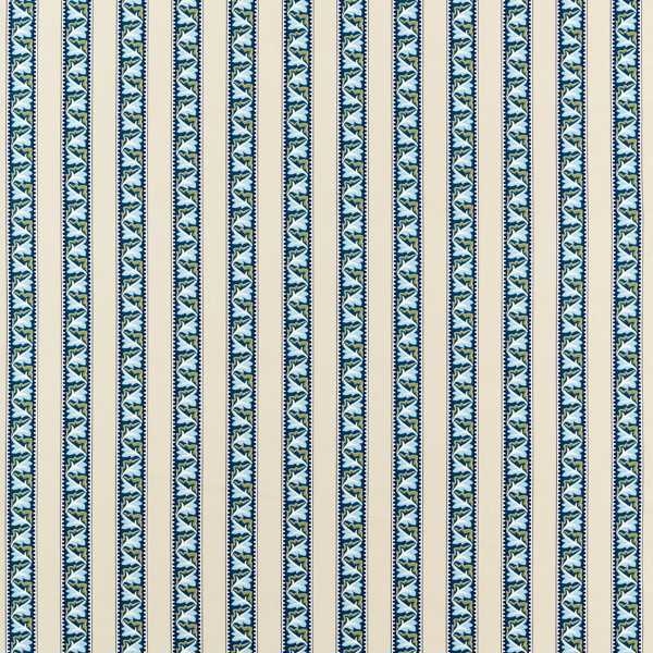 Morris and Co Tyg Red Car Stripe Indigo Linen