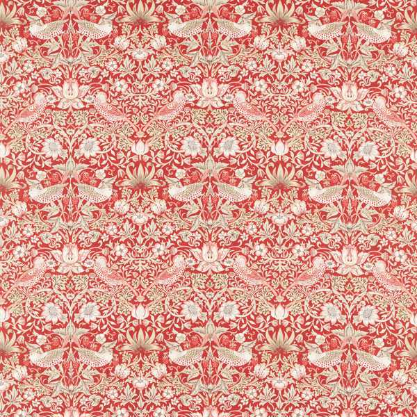 Morris and Co Tyg Strawberry Thief — Simply Morris Fabrics Indian Red