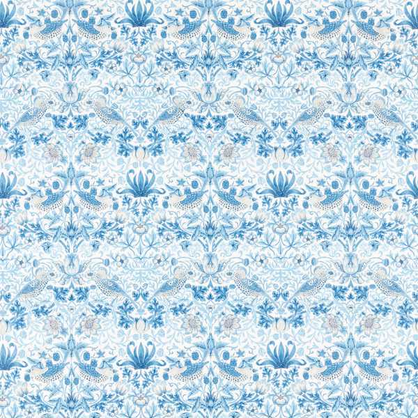 Morris and Co Tyg Strawberry Thief — Simply Morris Fabrics Woad