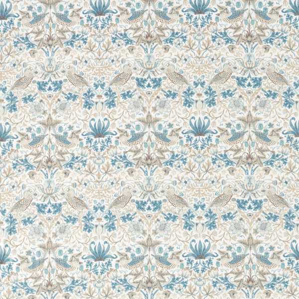 Morris and Co Tyg Strawberry Thief — Simply Morris Fabrics Slate Vellum