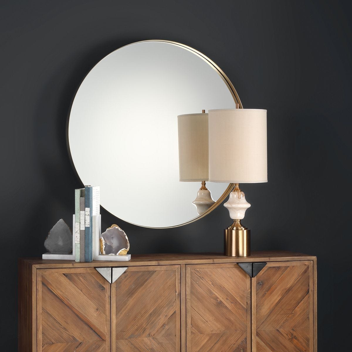 Padria Round Mirror - 102cm Brass