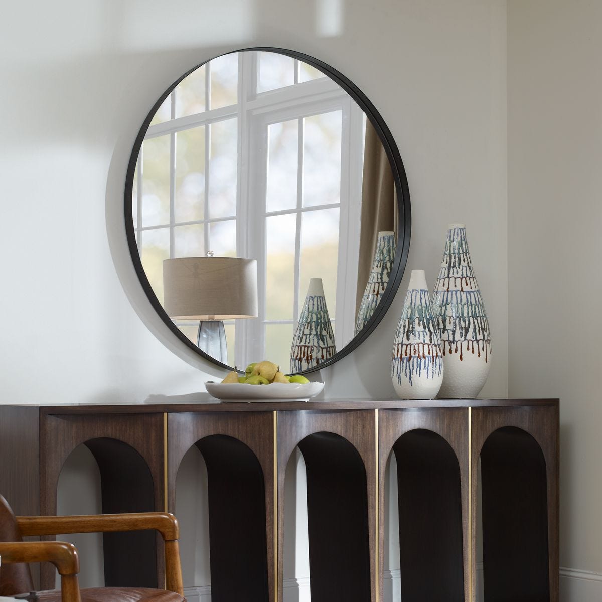 Padria Round Mirror - 122cm Black