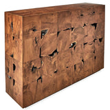 Teak Tac Toe Console Table - Caramel