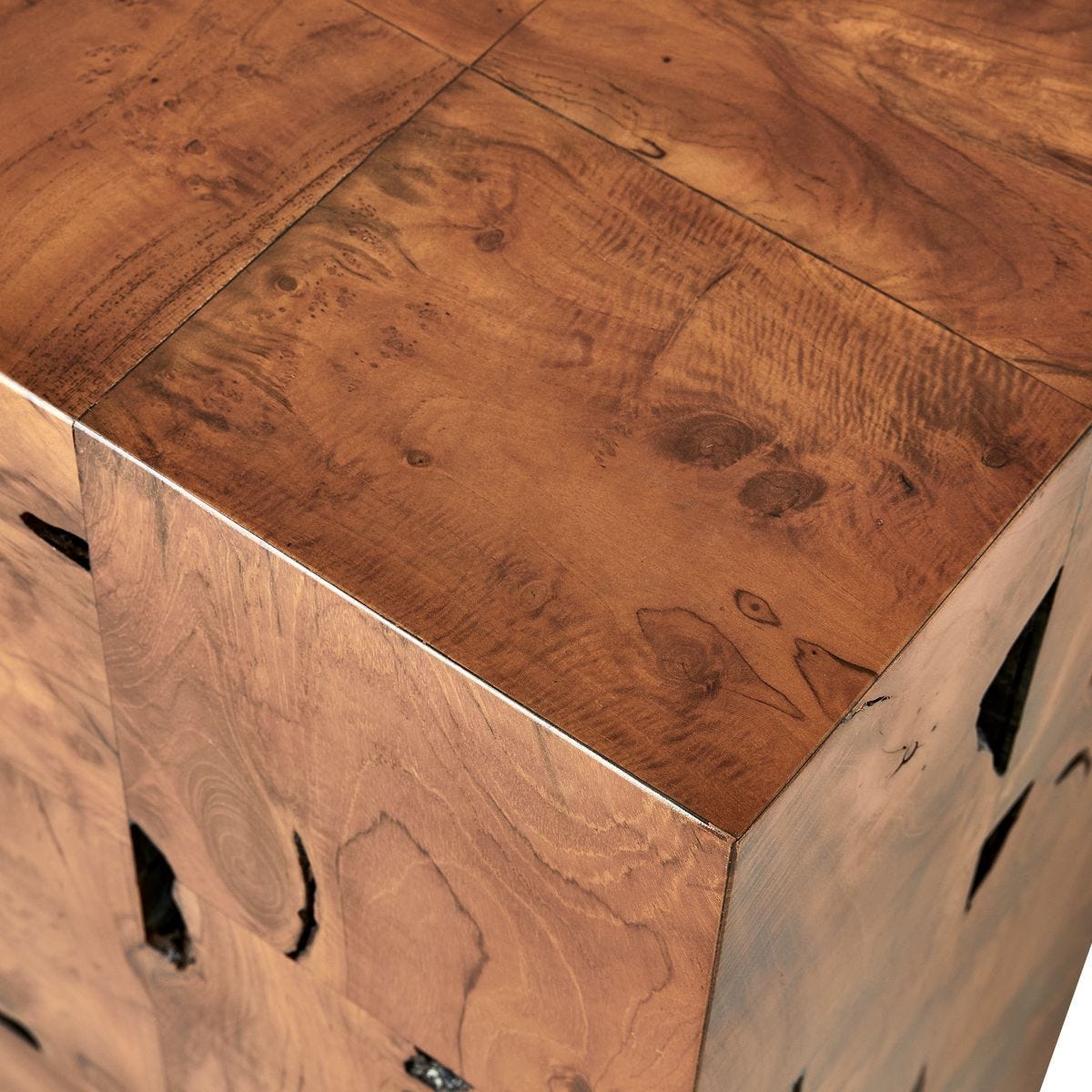 Teak Tac Toe Console Table - Caramel