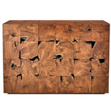 Teak Tac Toe Console Table - Caramel