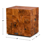 Teak Tac Toe End Table - Caramel