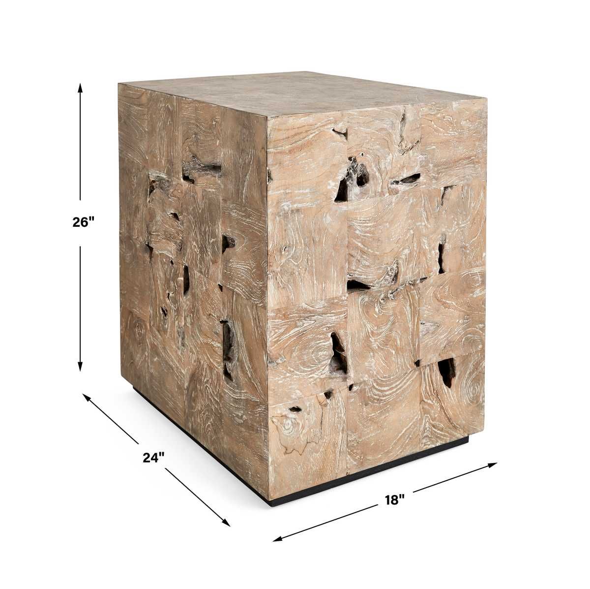 Teak Tac Toe End Table - Light