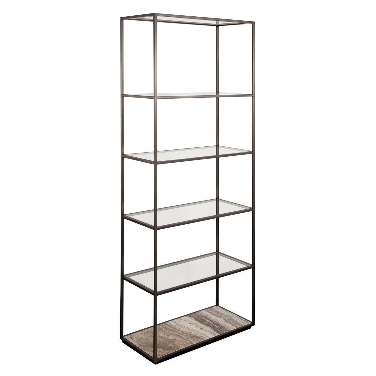 Floating Plane Etagere - Travertine/Bronze