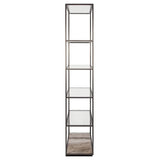 Floating Plane Etagere - Travertine/Bronze