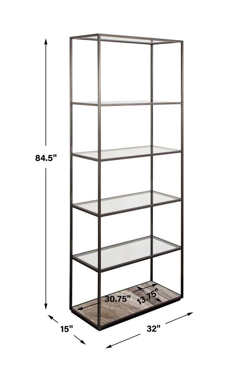 Floating Plane Etagere - Travertine/Bronze