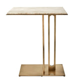 Cantilever Accent Table - Travertine &amp; Brass