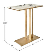 Cantilever Accent Table - Travertine &amp; Brass