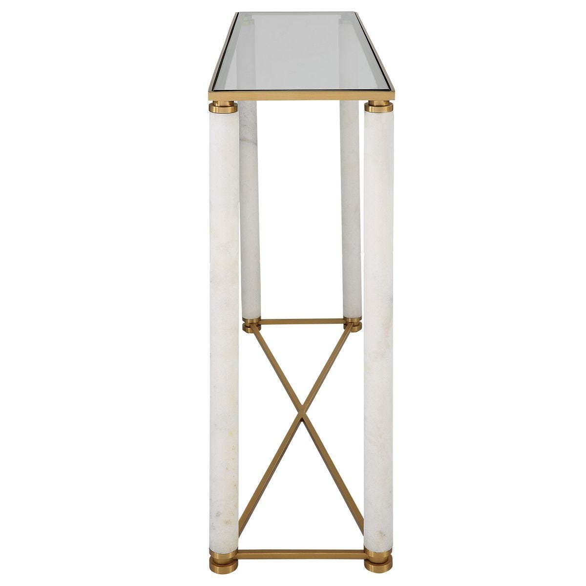 White Pillar Console Table