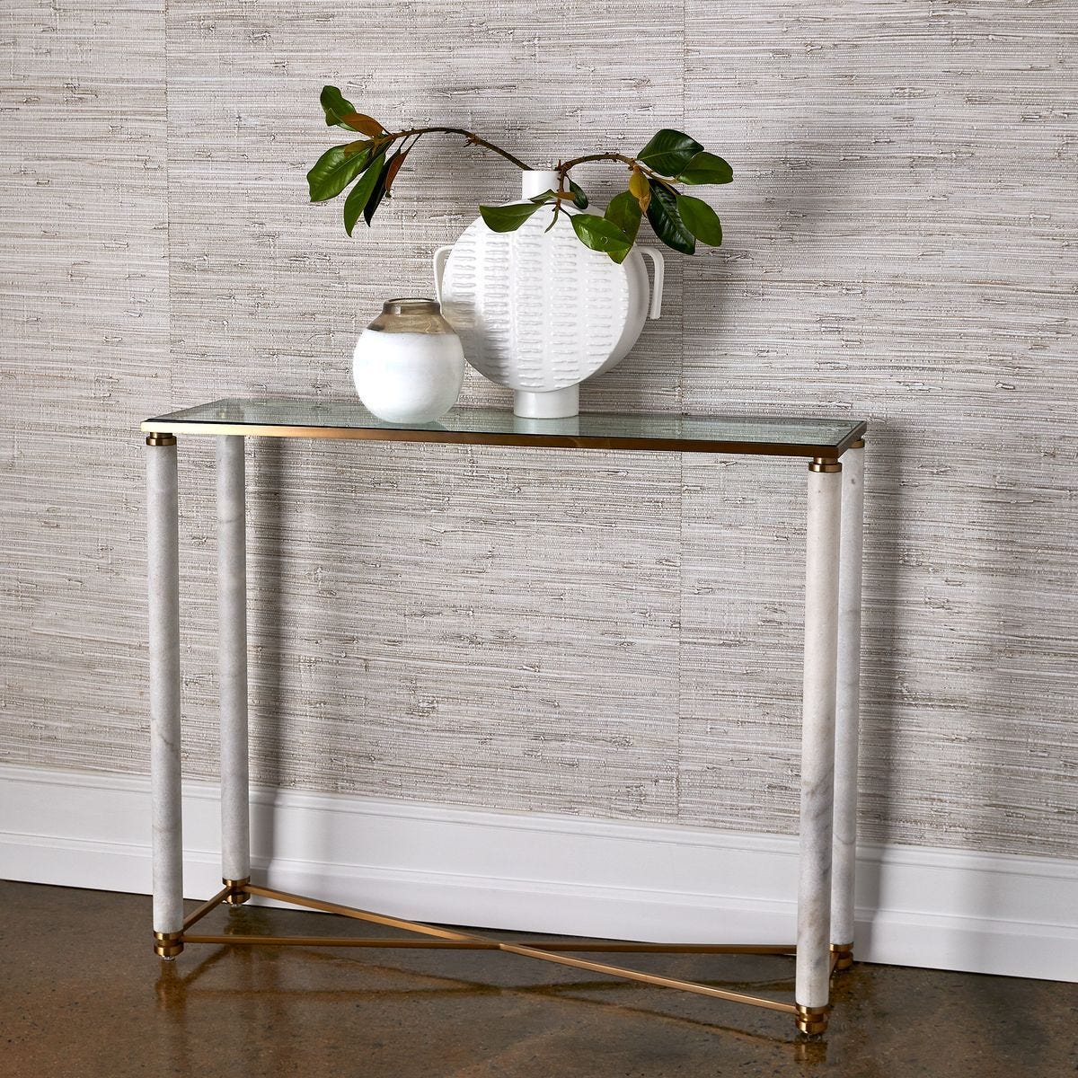 White Pillar Console Table