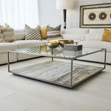 Floating Plane Coffee Table - Travertine/Bronze