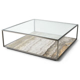 Floating Plane Coffee Table - Travertine/Bronze
