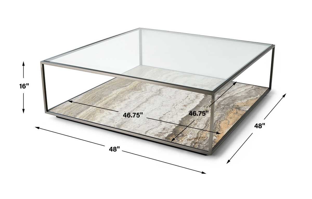 Floating Plane Coffee Table - Travertine/Bronze
