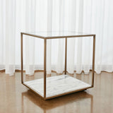 Floating Plane End Table - Marble/Brass