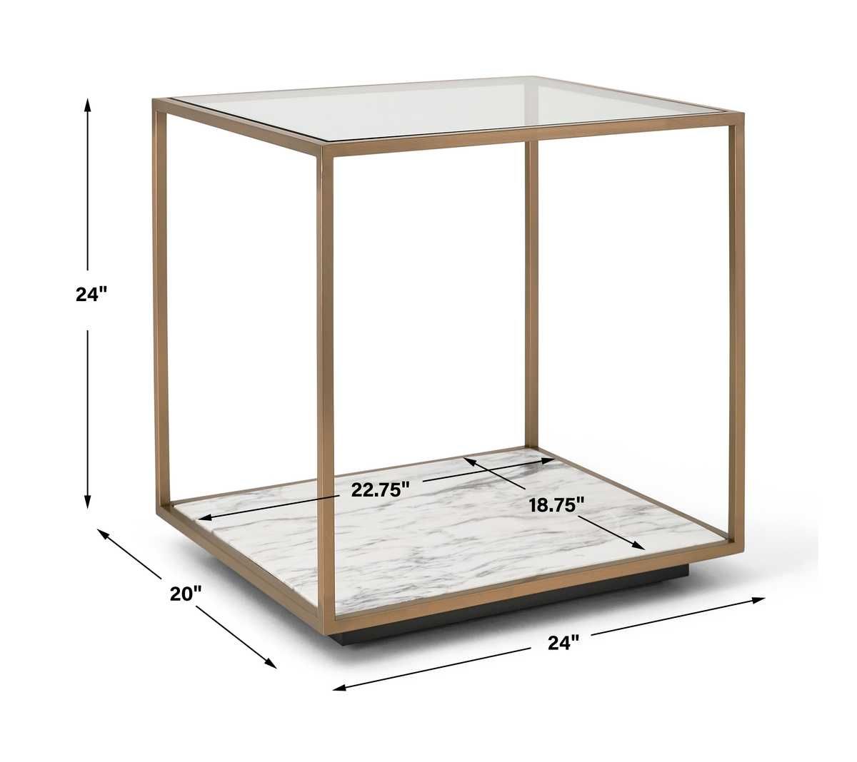 Floating Plane End Table - Marble/Brass