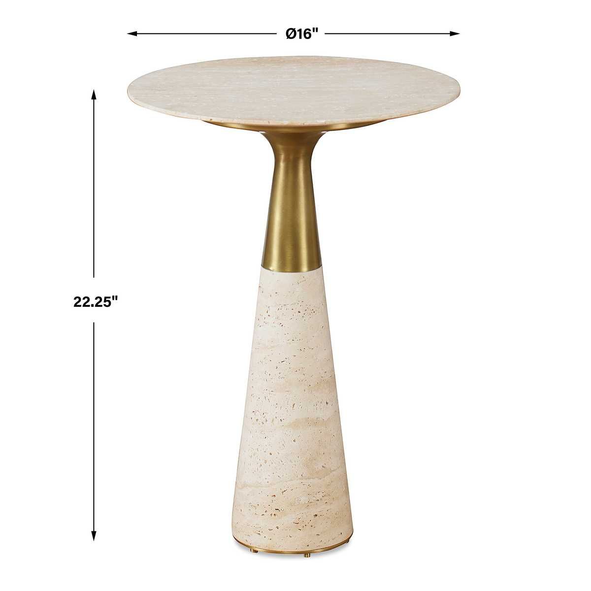 Pier Accent Table - Beige Travertine