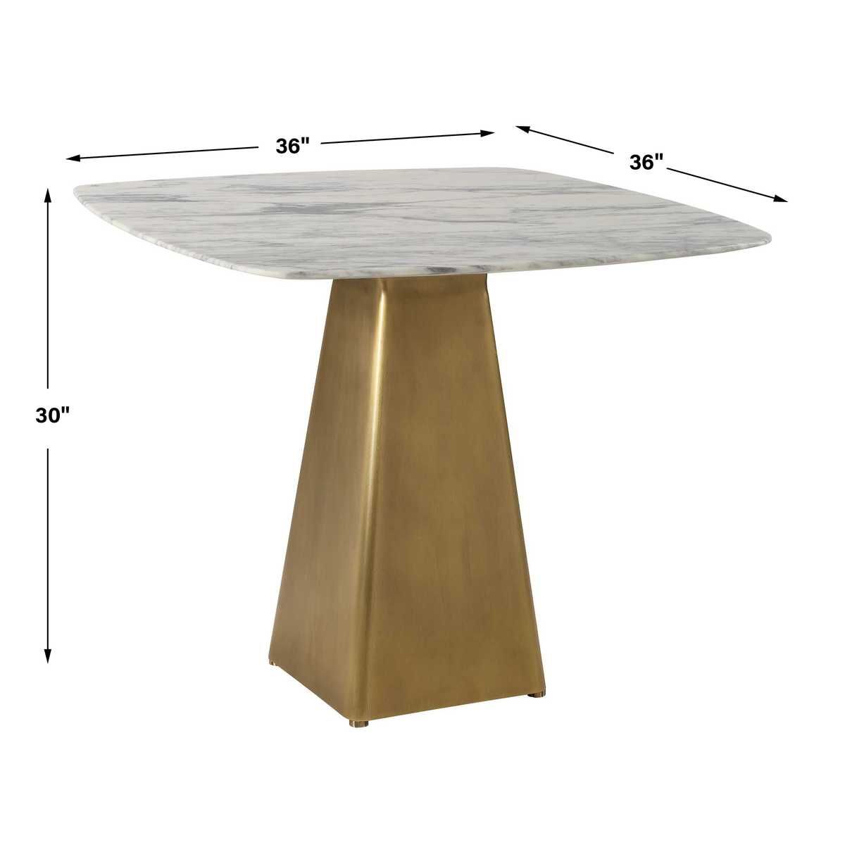 Equilateral Bistro Table in Arabescato and Brass