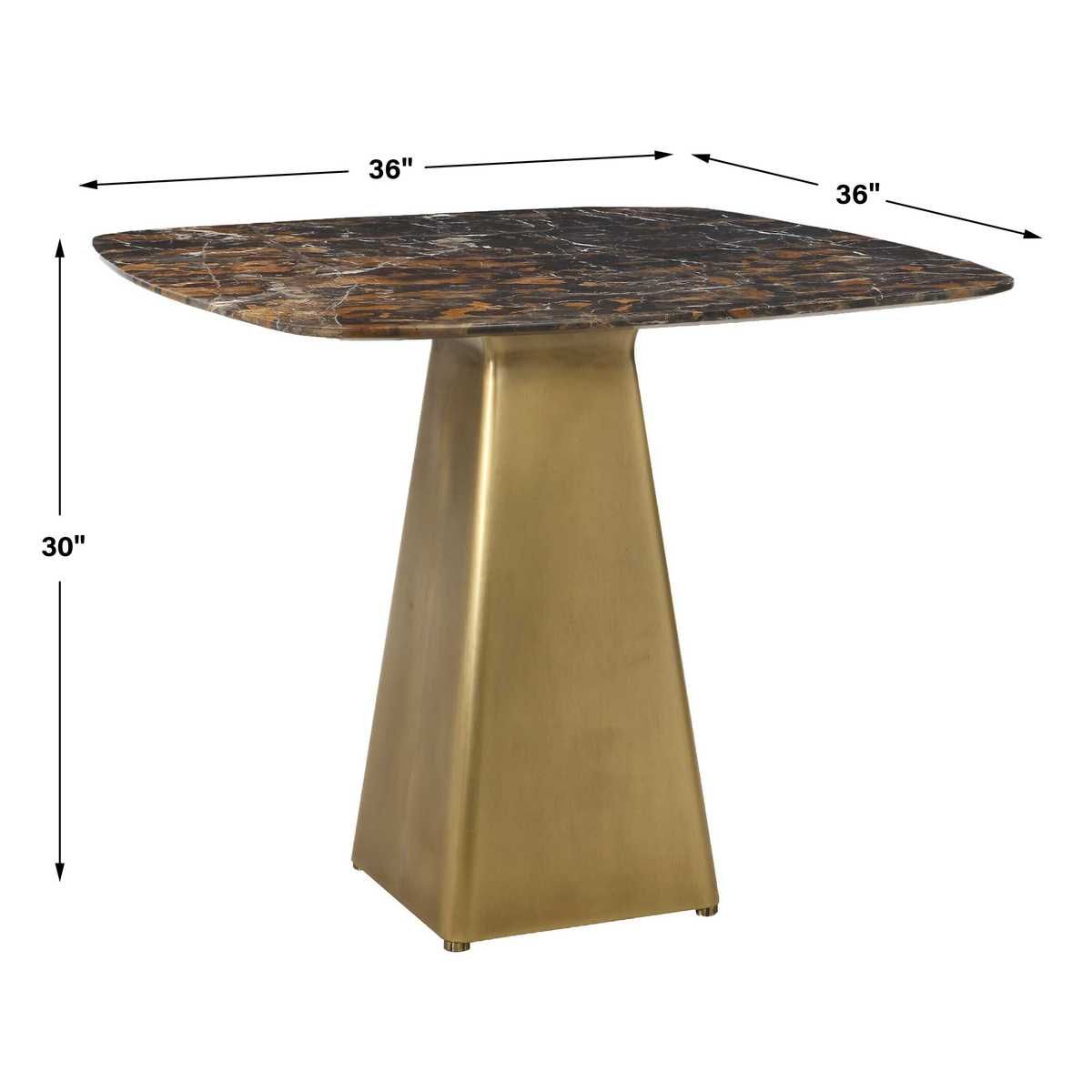 Equilateral Bistro Table in Michelangelo and Brass
