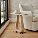 About Turn Side Table in Travertine