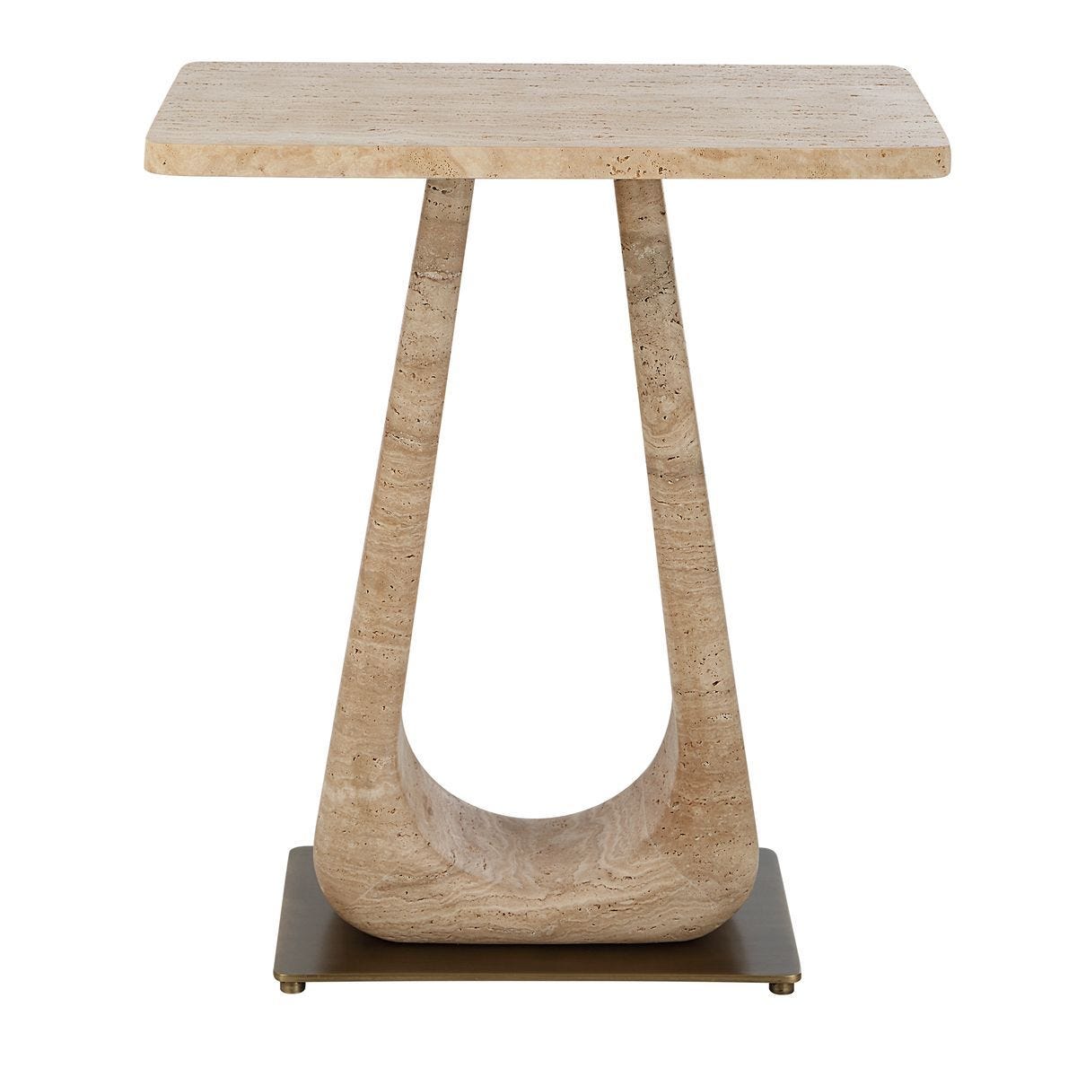 About Turn Side Table in Travertine