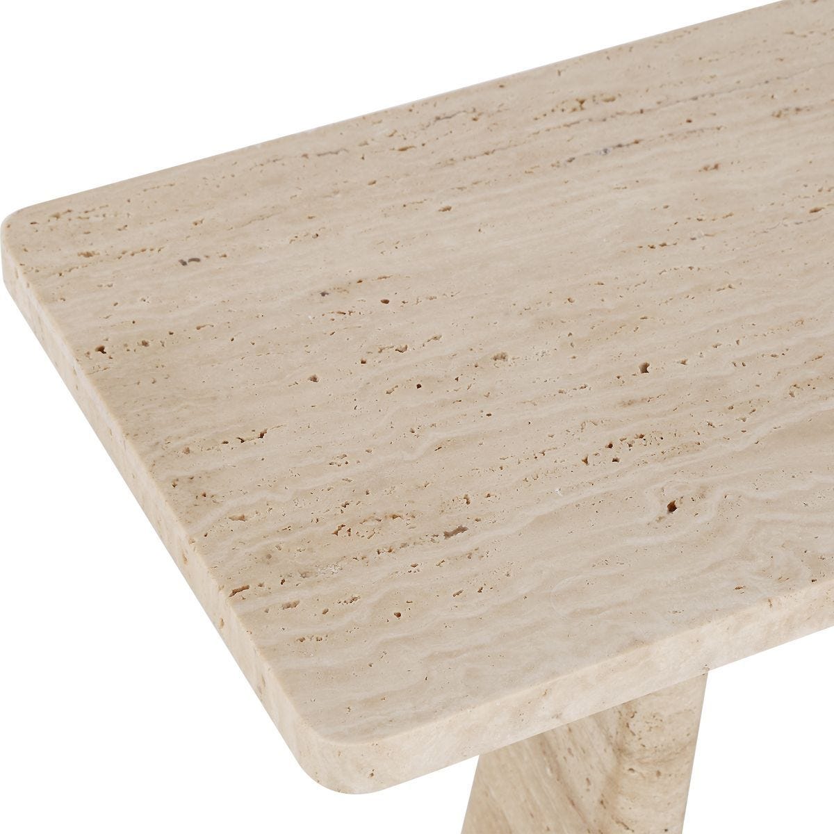 About Turn Side Table in Travertine