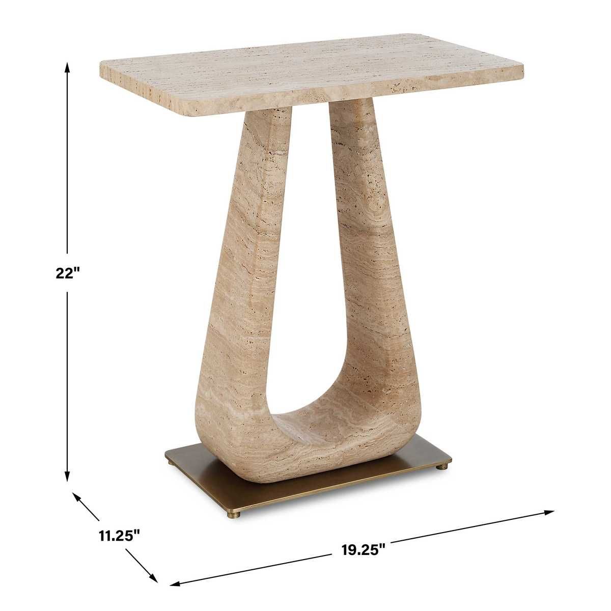 About Turn Side Table in Travertine