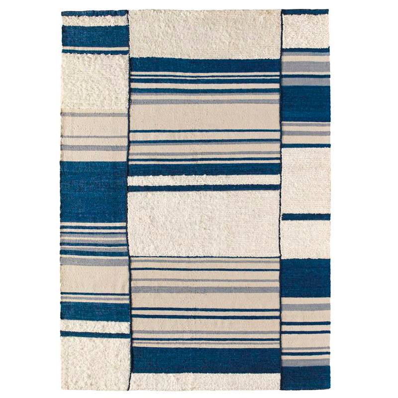 De Stijl rug from Nobilis in indigo/natural, seen from above