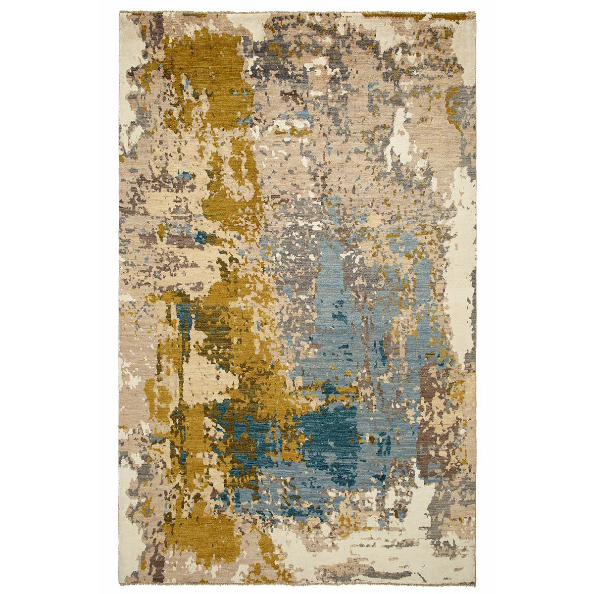 Holi Teppich von Nobilis in Sand/Blau, von oben gesehen