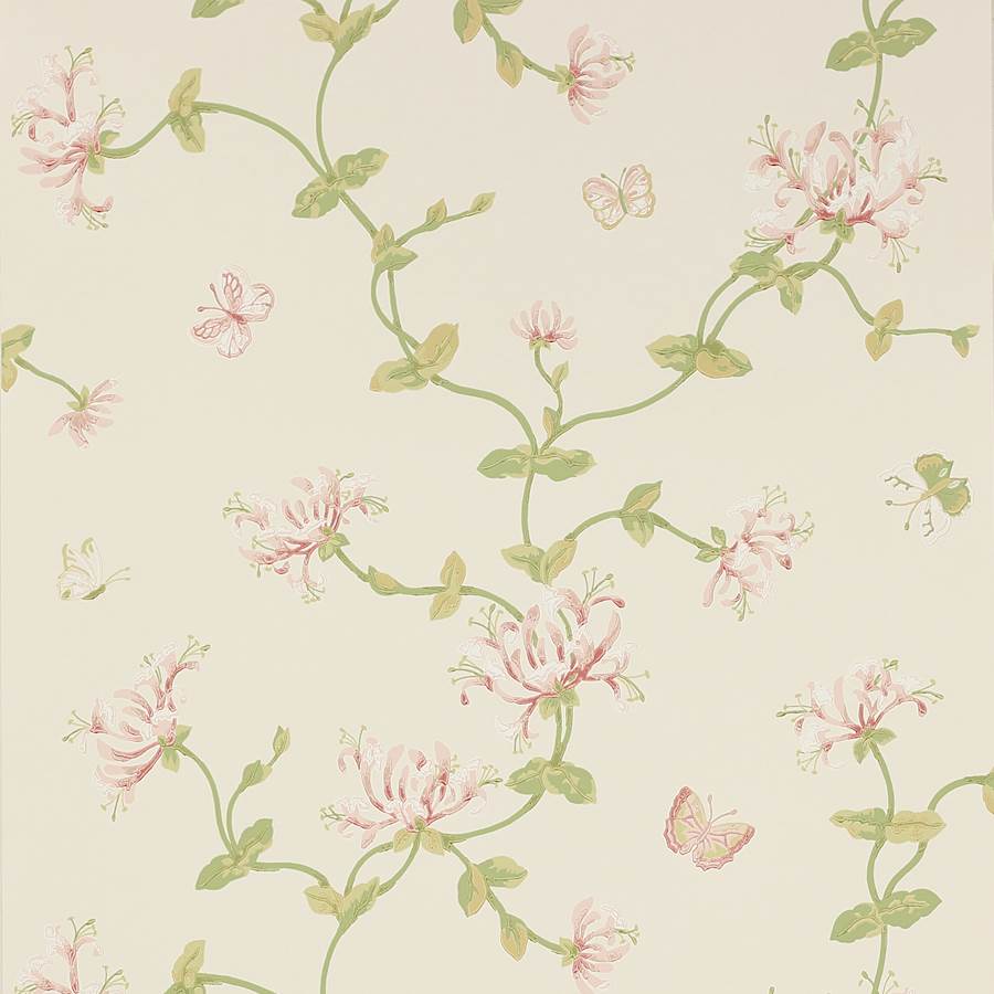 Colefax and Fowler Tapete Honeysuckle Gdn Pnk Grn