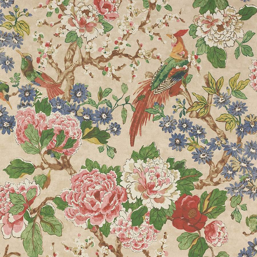 Colefax and Fowler Wallpaper Jardine Red Green
