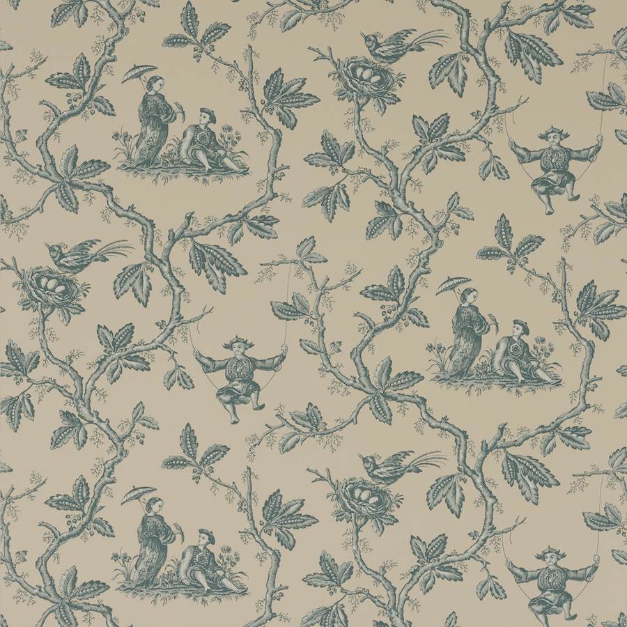 Colefax and Fowler Tapet Toile Chinoise Aqua