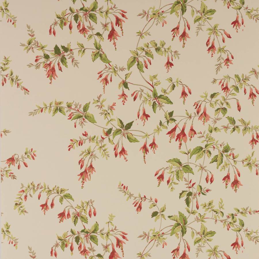 Colefax and Fowler Behang Fuchsia Tomato Green