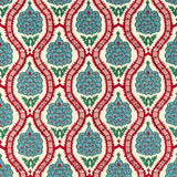 Anar Trellis Serpentine / Crimson — Zoffany fabric sample